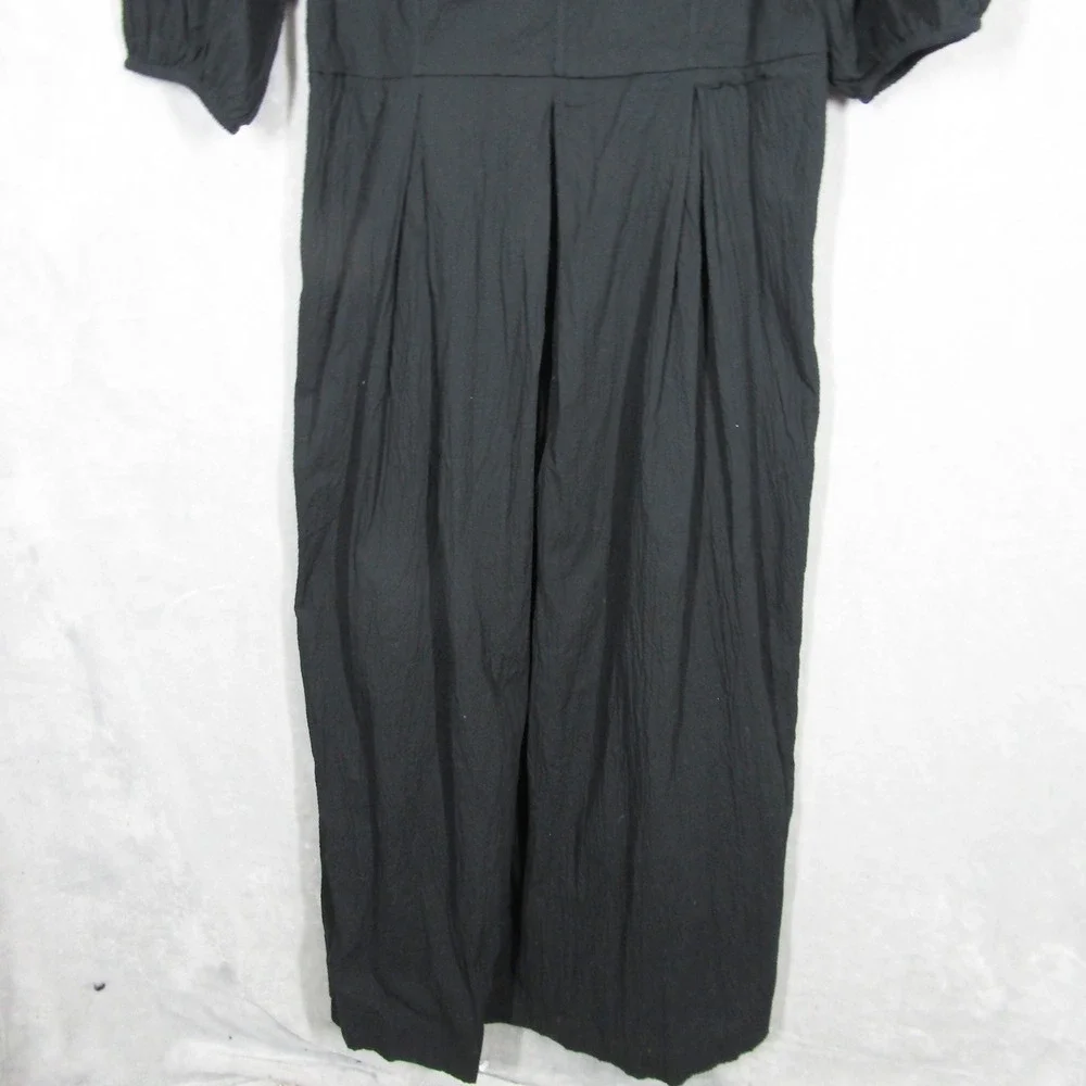 A New Day Women's Black Midi Dress XXL Square Neck Puff Sleeve Cotton Blend